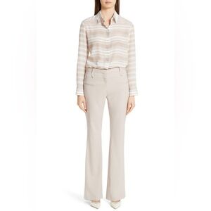 NWT $895 Altuzarra Chika Striped Silk Shirt In Beige